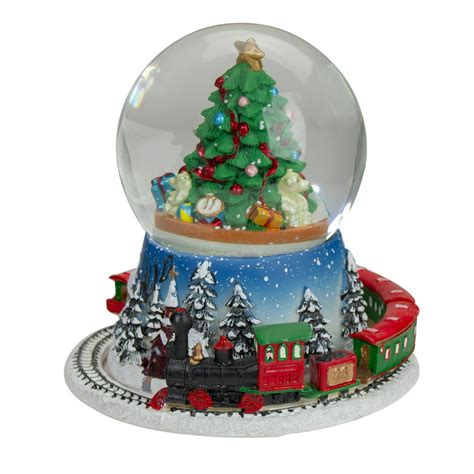 7 Rotating Train And Christmas Tree Musical Animated Snow Globe