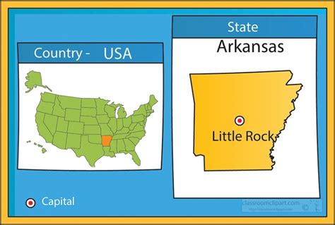 Us State Maps Clipart Little Rock Arkansas State Us Map With Capital