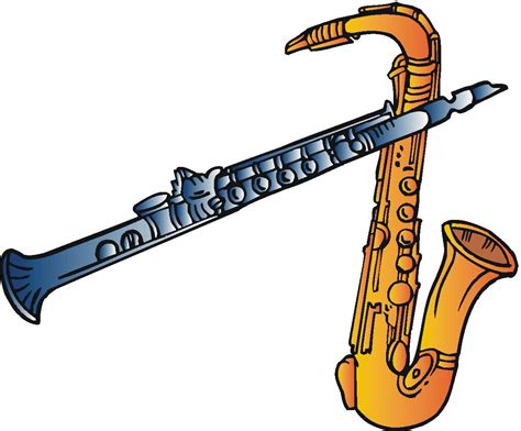 Drawn Flute And Saxophone Free Image Download