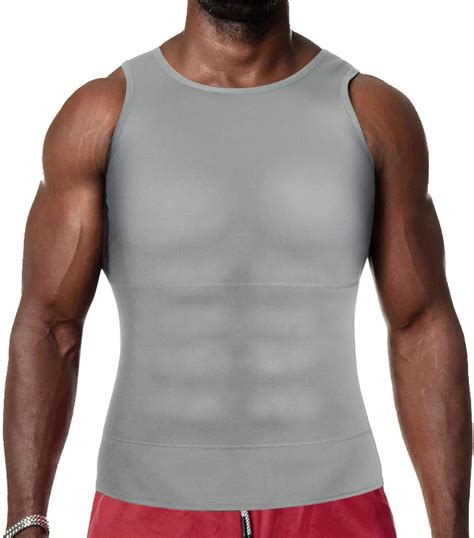 Hometa Mens Compression Shirt Slimming Body Shaper Vest Abs Abdomen