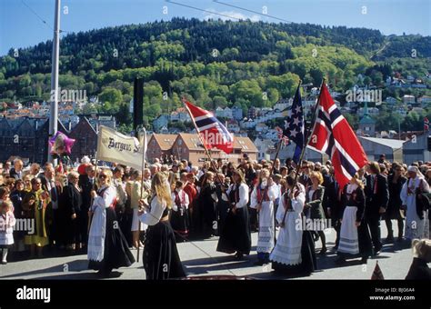 Parade On The Norwegian Constitution Day May 17 In Bergen Norway
