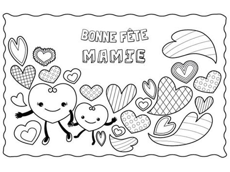 Coloriage Pour Mamie  La Ribambelle De Cœurs à Coloriage Anniversaire