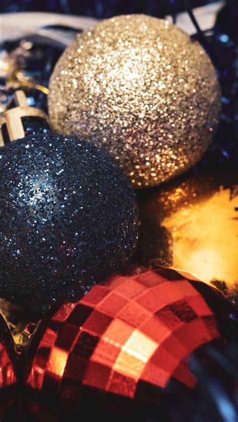 Golden Blue Red Glitter Balls Christmas Decorations Tinsel 4k Hd