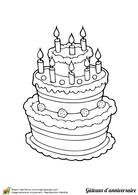 Dessin à colorier Gâteau d’anniversaire trois étages  Hugolescargot.com
