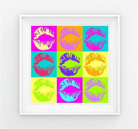 On Sale Now Andy Warhol Inspired Multi Colored Lips • Square Print • Kiss • Pop Art Digital