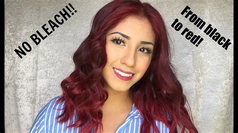 Split dyed hair is a very cool idea and has been around for a few years. No BLEACH! From black to RED! - YouTube