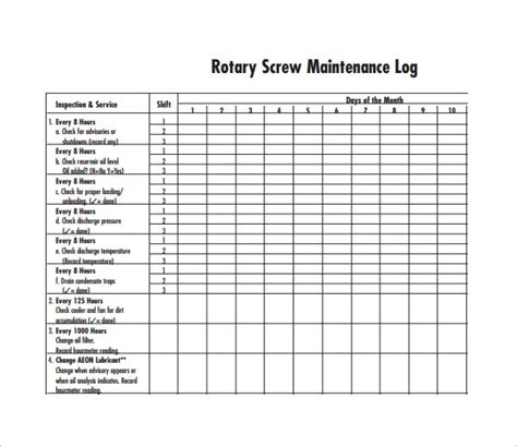 Maintenance Log Templates 12 Free Printable Word And Excel Samples