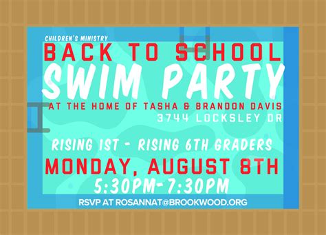 Back To School Swim Party Brookwood Baptist Church