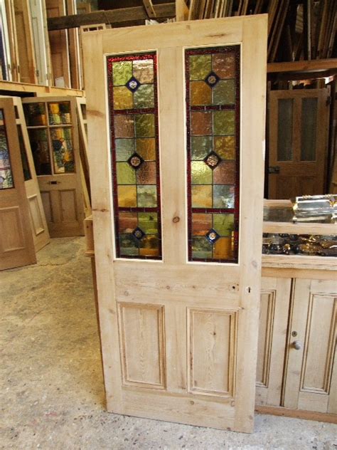 Vintage old wall with green door and flowers. Antique Stained Glass Reclaimed Victorian Front Door ...