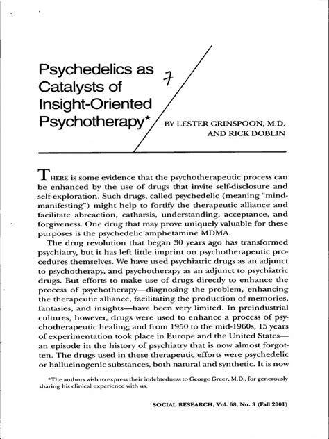 Psychedelics As Catalysts Of Insight Oriented Psychotherapy Pdf
