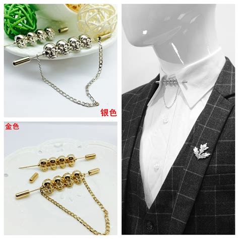 pçs coreano moda jóias alternativa crânio cabeça borla camisa colarinho pino estadias