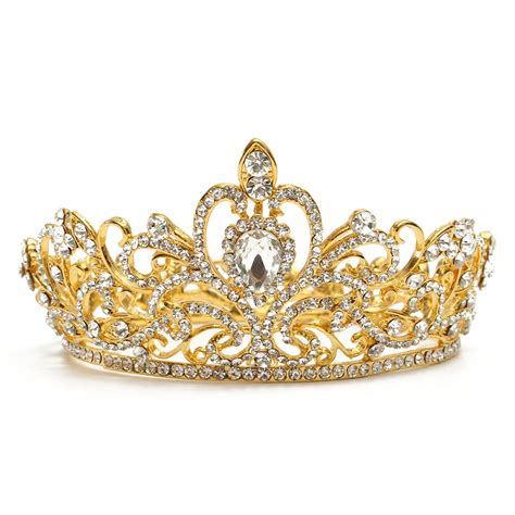 bride gold silver rhinestone crystal crown tiara head jewelry princess queen wedding headpiece