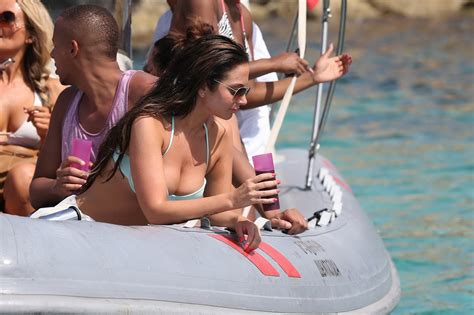 tulisa contostavlos busting out of her tiny blue bikini at the beach in ibiza porn pictures xxx