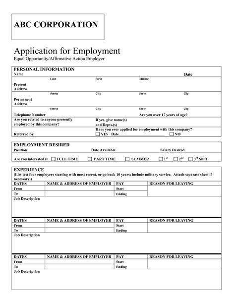 Blank Printable Job Applications Printable Application