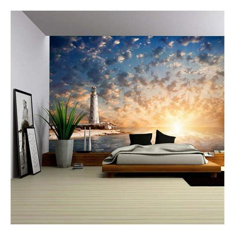Wall26 Lighthouse And Beautiful Sunset Removable Wall Mural Self