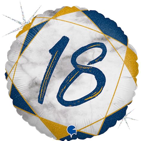 18th Birthday Blue And Gold Marble 18 Foil Balloon