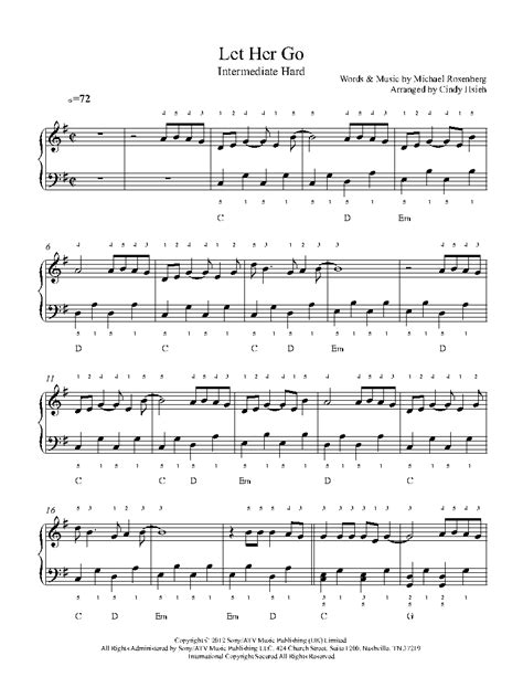 Piano Notes For Let Her Go