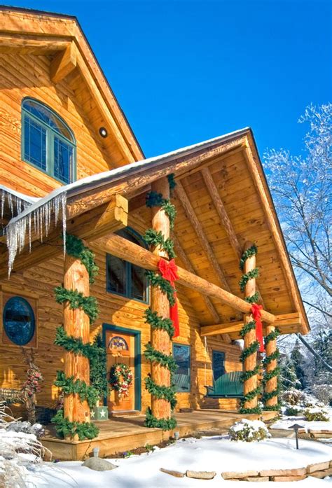Christmas Log Cabin Porch Christmas Decorations For The Home Log