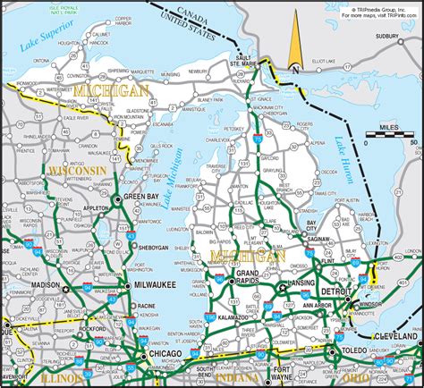 Detailed map of west michigan. Michigan Map - TravelsFinders.Com