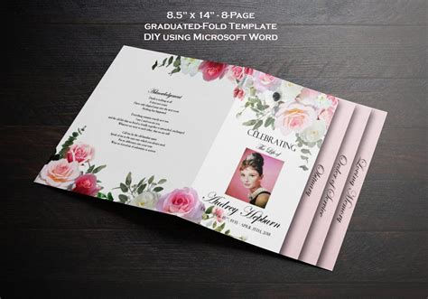 85 X 14 8 Page Funeral Program Template Legal Size Graduated