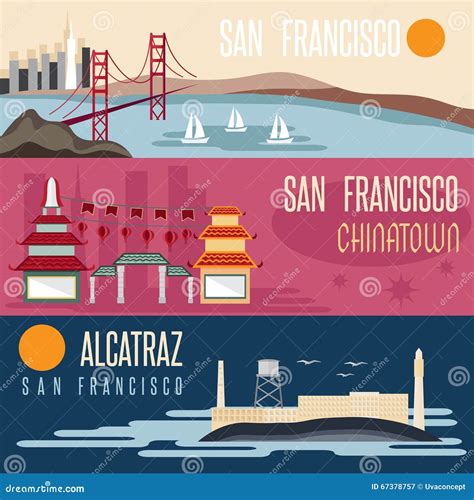 San Francisco Landmarks Vector Illustration Cartoondealer Com