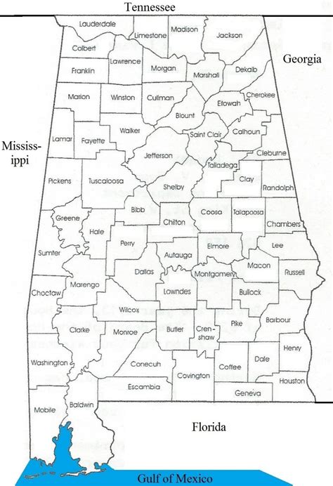 The 67 Counties In The State Of Alabama Usa Modified