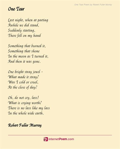 One Tear Poem By Robert Fuller Murray