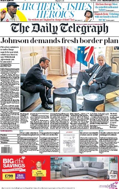 The Daily Telegraph Uk Front Page For 23 August 2019 Paperboy