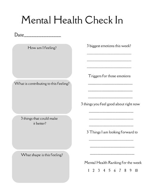 Mental Health Check In Digital Printable For Therapists Counselors