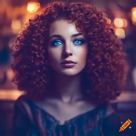Portrait Of A Captivating Curly Redhead Woman