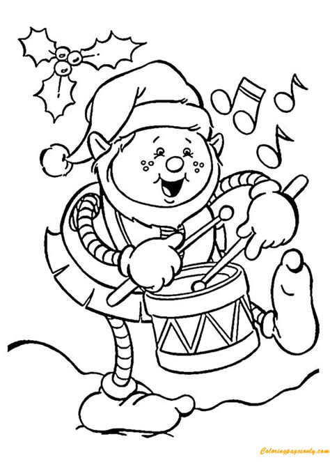 Click the button below to download and print this coloring sheet. Christmas Elf Playing Drum Coloring Page - Free Coloring ...