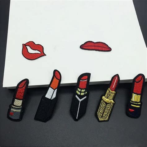 New Arrival 1 Pcs Red Lipstick Patch Embroidered Iron On Patches For