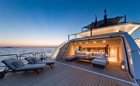 60m Custom Superyacht Beach Club At Night Luxury Yacht Browser By