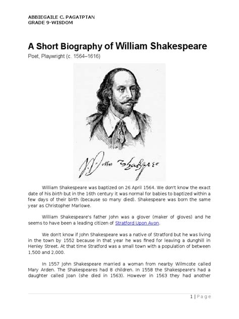 💐 William Shakespeare Biography For Students Essay On William