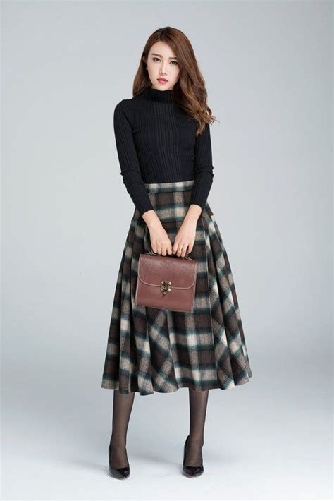 Tartan A Line Midi Wool Skirt 1950 S Women Vintage Etsy Falda A