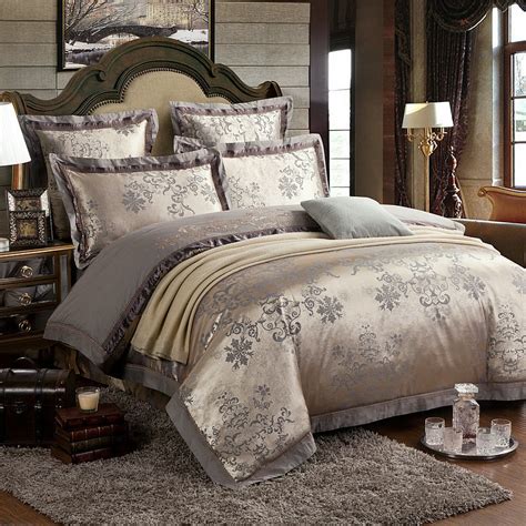 Utopia bedding printed bed sheet set. 4 Pcs Luxury Silk Cotton Jacquard King Queen Size Wedding ...