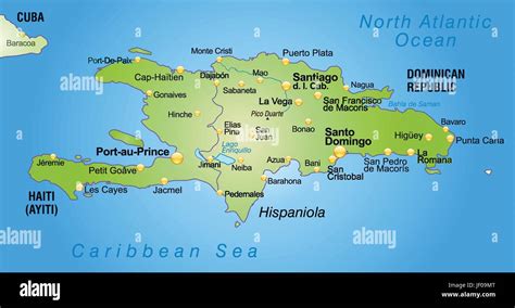 Map Of Hispaniola As An Overview Map In Green Stock Vector Image And Art