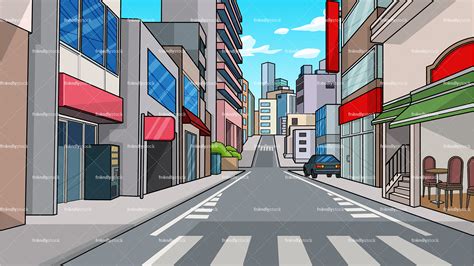 City Street Background Cartoon Clipart Vector - FriendlyStock