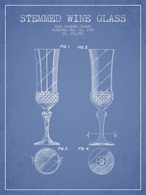 Stemmed Wine Glass Patent From 1988 Light Blue Digital Art By Aged Pixel Fine Art America