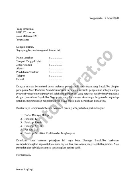 Contoh surat pernyataan berkelakuan baik untuk kepentingan pekerjaan. Contoh Surat Lamaran Kerja Di Pabrik yang Baik dan Benar ...