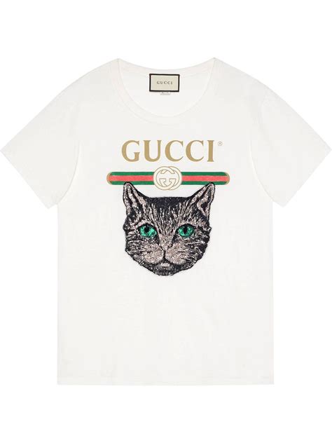 Gucci Gucci Logo T Shirt With Mystic Cat Gucci T Shirt Women Shirts