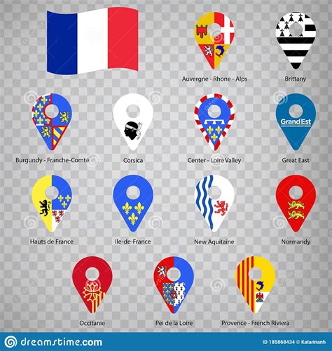 Thirteen Flags The Regions Of France Alphabetical Order With Name