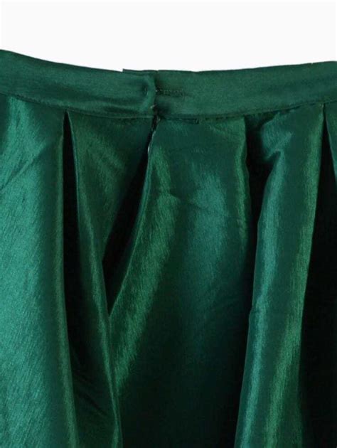 Dark Green Flare Pleated Midi Skirt Sheinsheinside