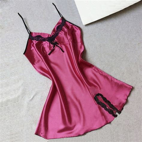Women Sexy Lace Sling Satin Nightdress Sleepwear Lingerie Panties