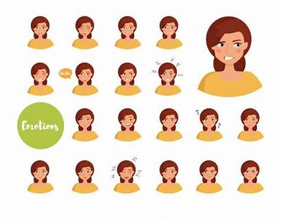 Emotions Different Expression Vector Facial Face Woman