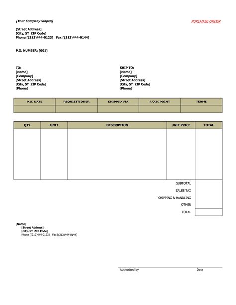 Purchase Order Word Template Perfect Template Ideas