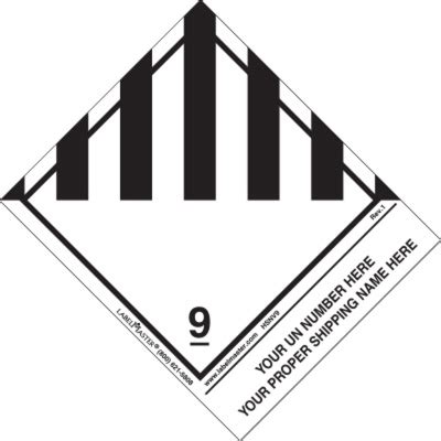 Personalized Miscellaneous Dangerous Goods Label Shipping Name Pvc