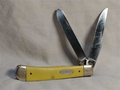 Case Xx Ss Yellow Trapper Blade Pocket Knife Ebay