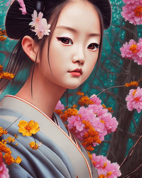 Superbe Peinture à Lhuile Japonaise Traditionnelle Geisha Hyper