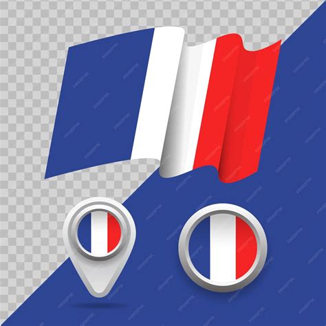 Premium Vector Set Of National France Flag 3d France Flag Map